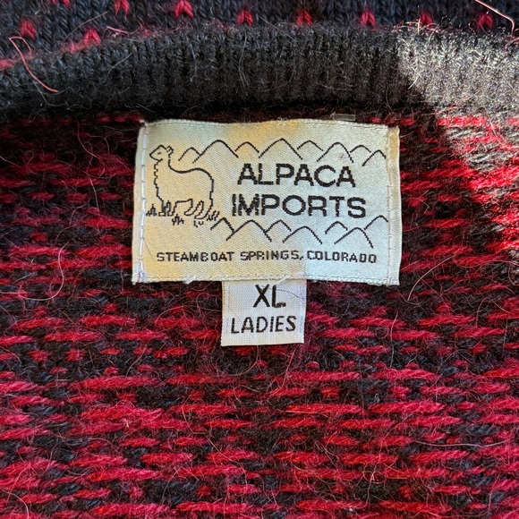 Alpaca Imports Sweater Cardigan Handmade Alpaca Wool Black Red Women’s XL - Picture 7 of 9
